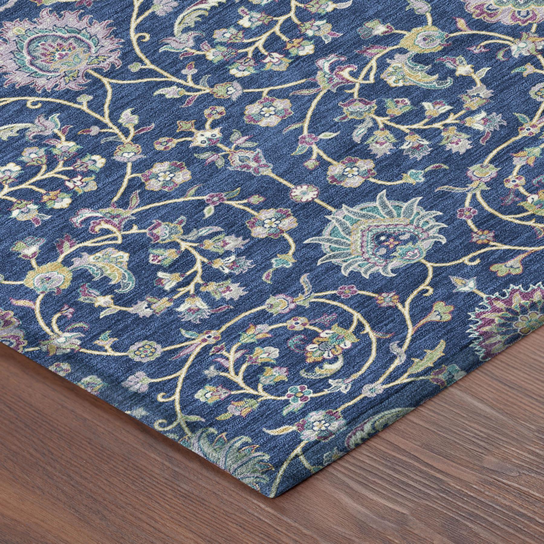 5' X 8' Blue And Gray Floral Washable Indoor Outdoor Area Rug Homeroots Outdoor