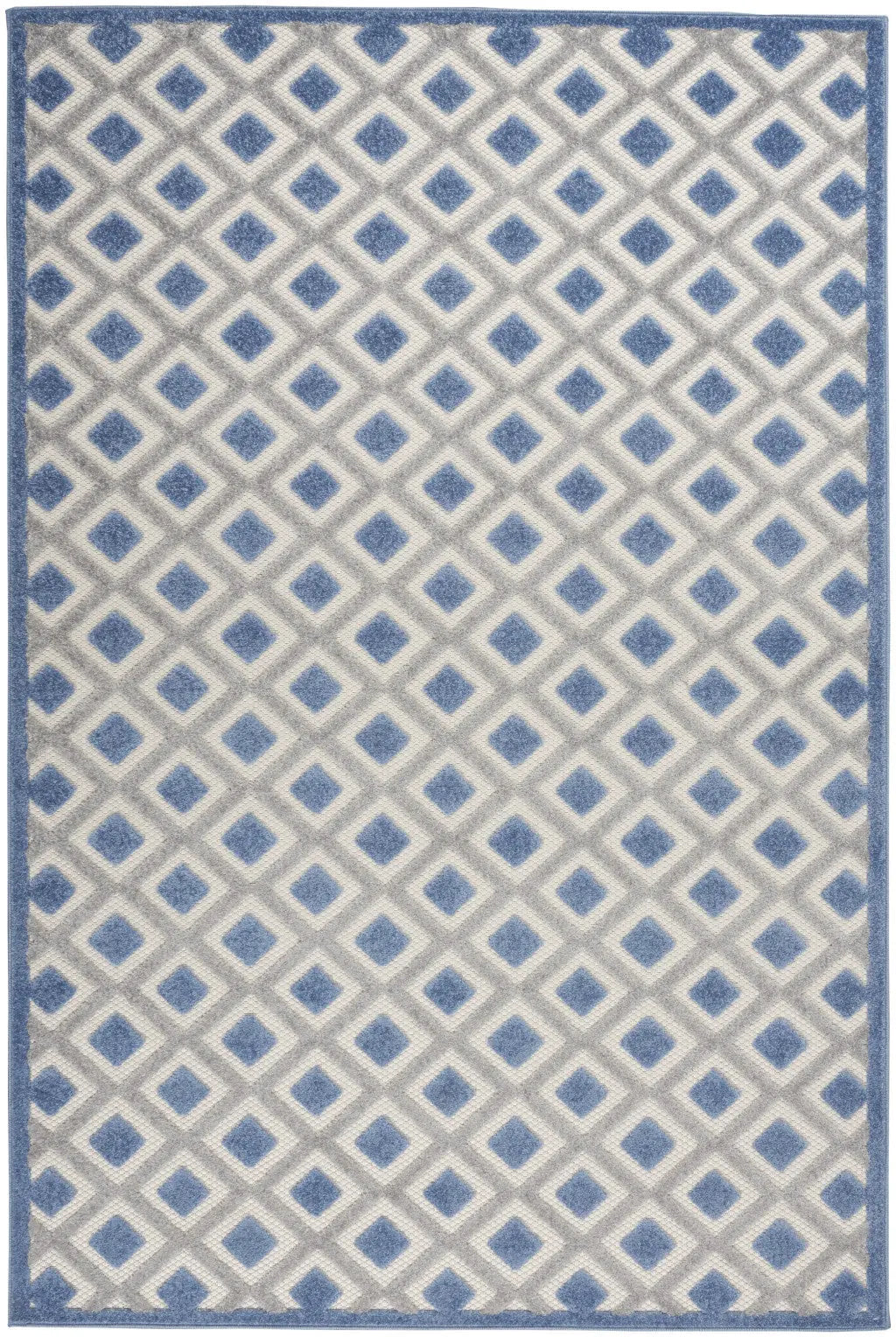 5' X 8' Blue And Gray Geometric Indoor Outdoor Area Rug Homeroots Outdoor