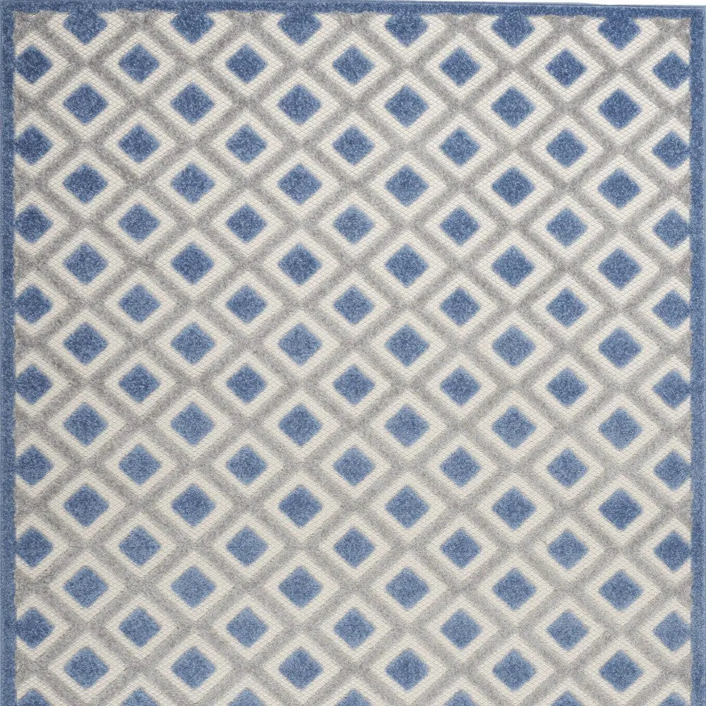 5' X 8' Blue And Gray Geometric Indoor Outdoor Area Rug Homeroots Outdoor