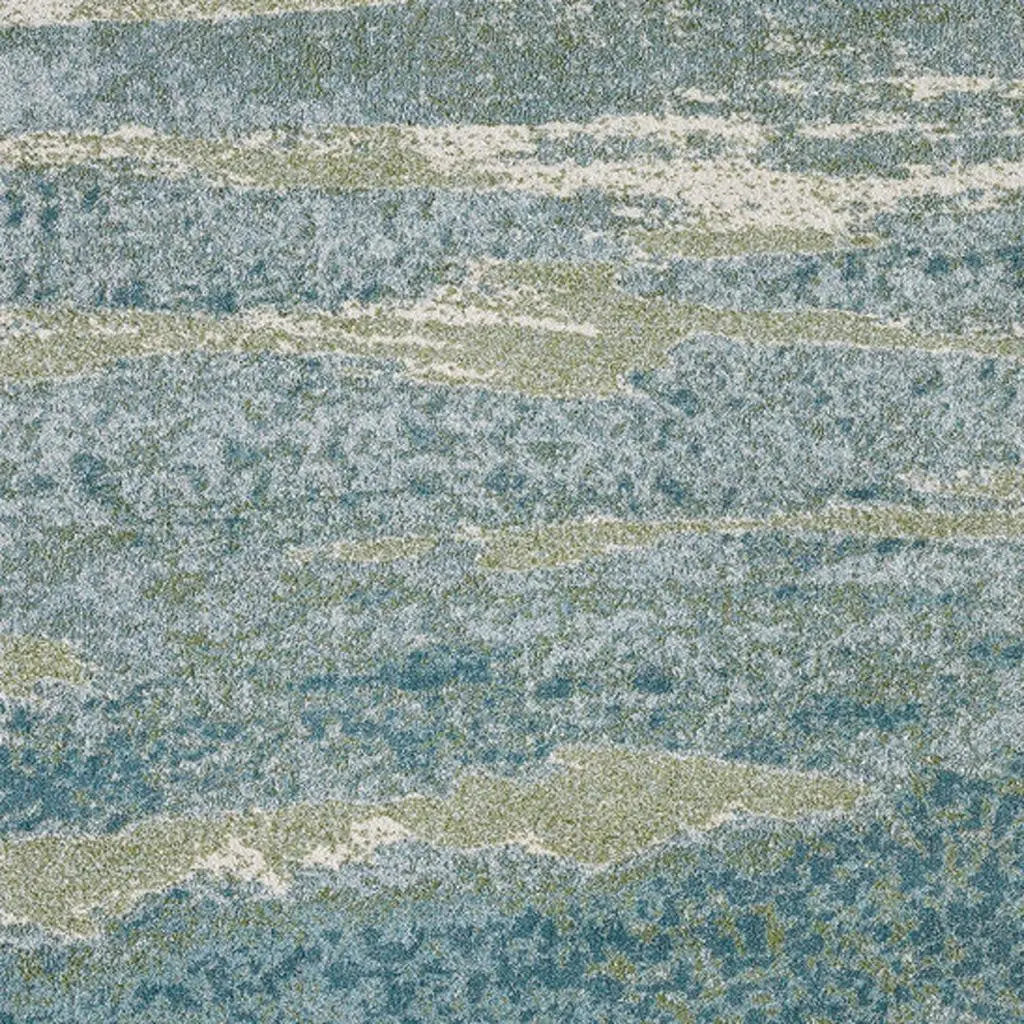 5' X 8' Blue And Green Abstract Area Rug Homeroots Home Decor