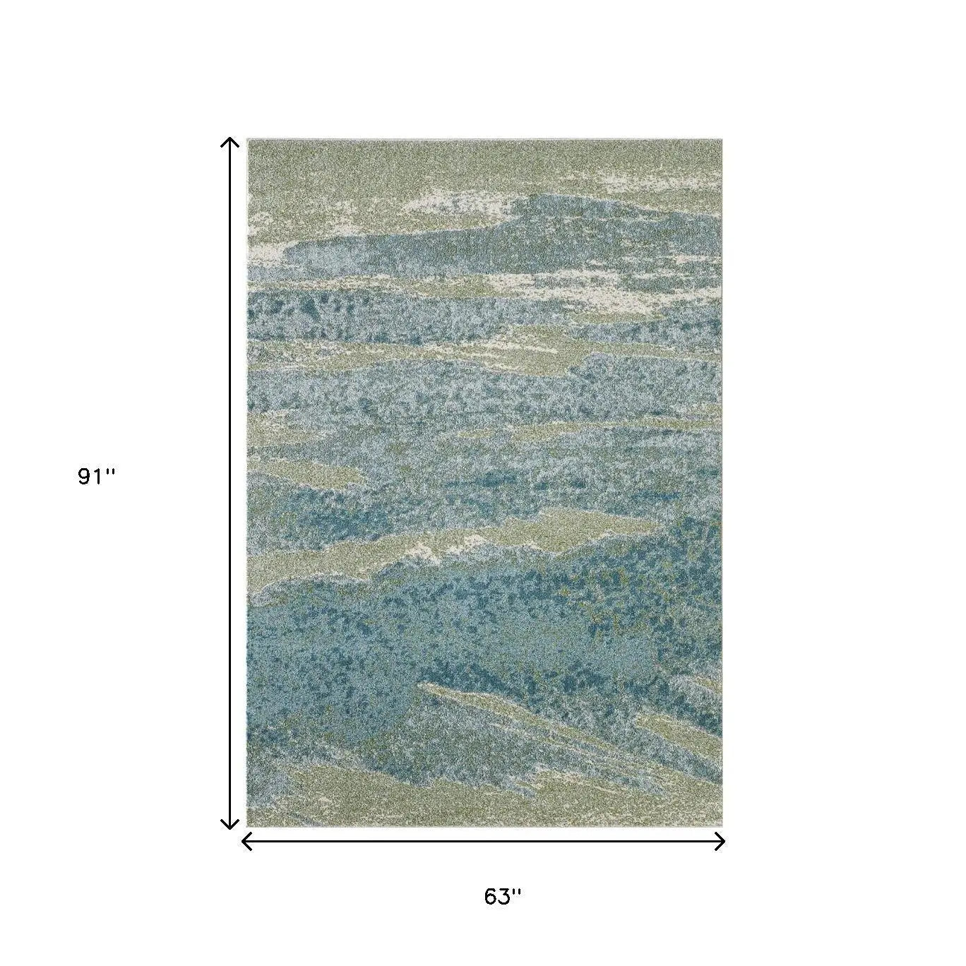 5' X 8' Blue And Green Abstract Area Rug Homeroots Home Decor