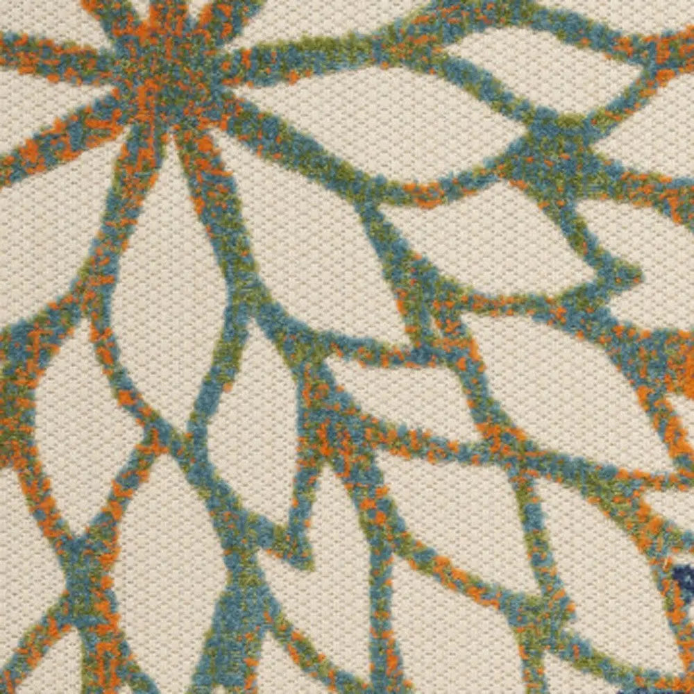 5' X 8' Blue And Green Floral Indoor Outdoor Area Rug Homeroots Outdoor