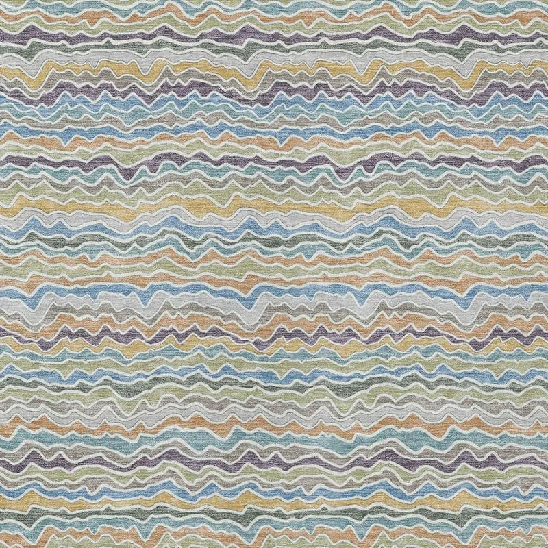 5' X 8' Blue And Green Striped Washable Indoor Outdoor Area Rug Homeroots Outdoor