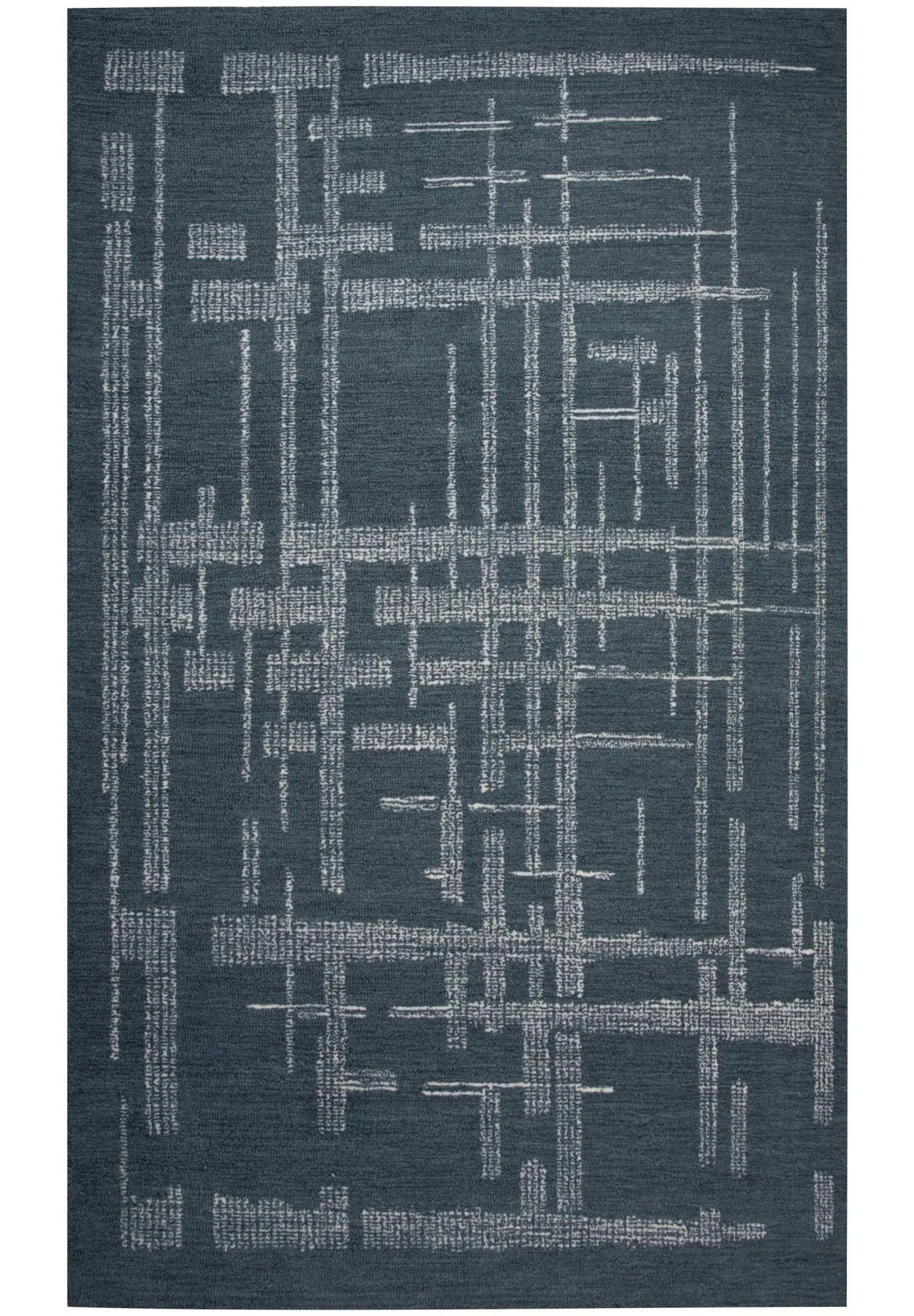 5' X 8' Blue And Ivory Wool Abstract Hand Tufted Area Rug Homeroots Home Decor
