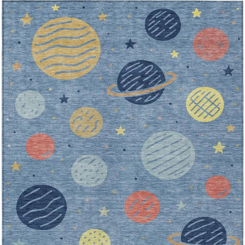 5' X 8' Blue And Navy Blue Floral Washable Indoor Outdoor Area Rug Homeroots Outdoor