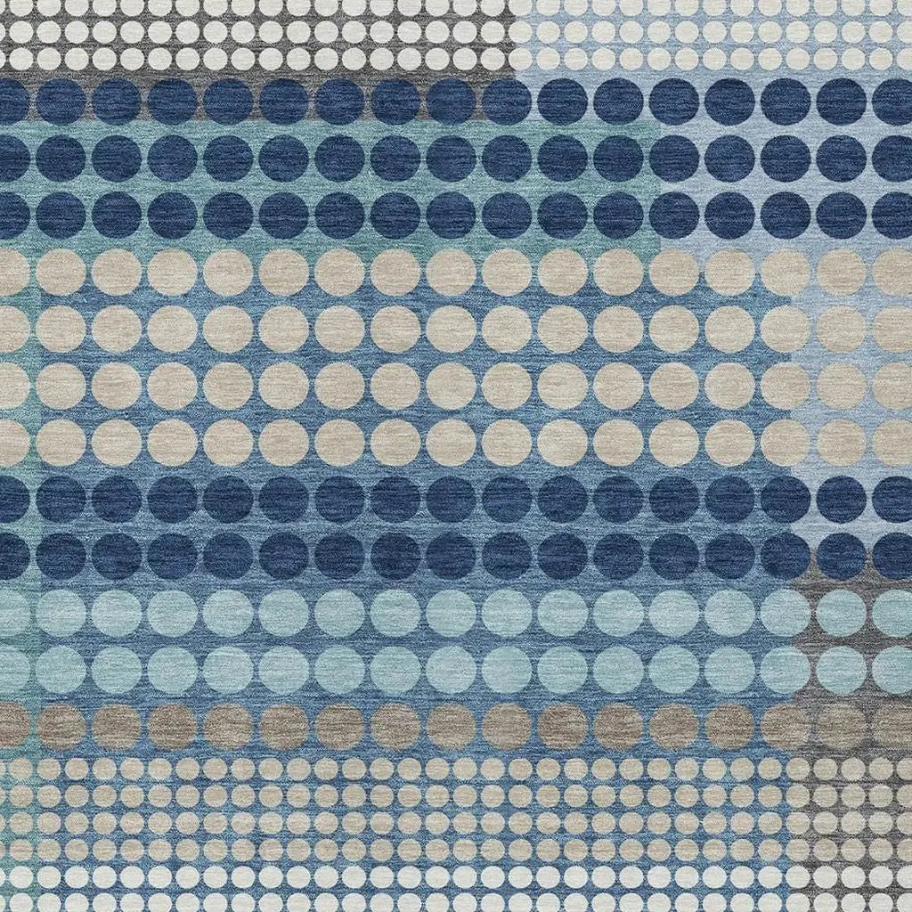 5' X 8' Blue And Navy Blue Geometric Washable Indoor Outdoor Area Rug Homeroots Outdoor