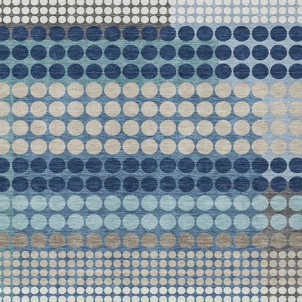 5' X 8' Blue And Navy Blue Geometric Washable Indoor Outdoor Area Rug Homeroots Outdoor