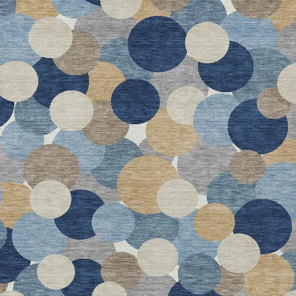 5' X 8' Blue And Navy Blue Geometric Washable Indoor Outdoor Area Rug Homeroots Outdoor