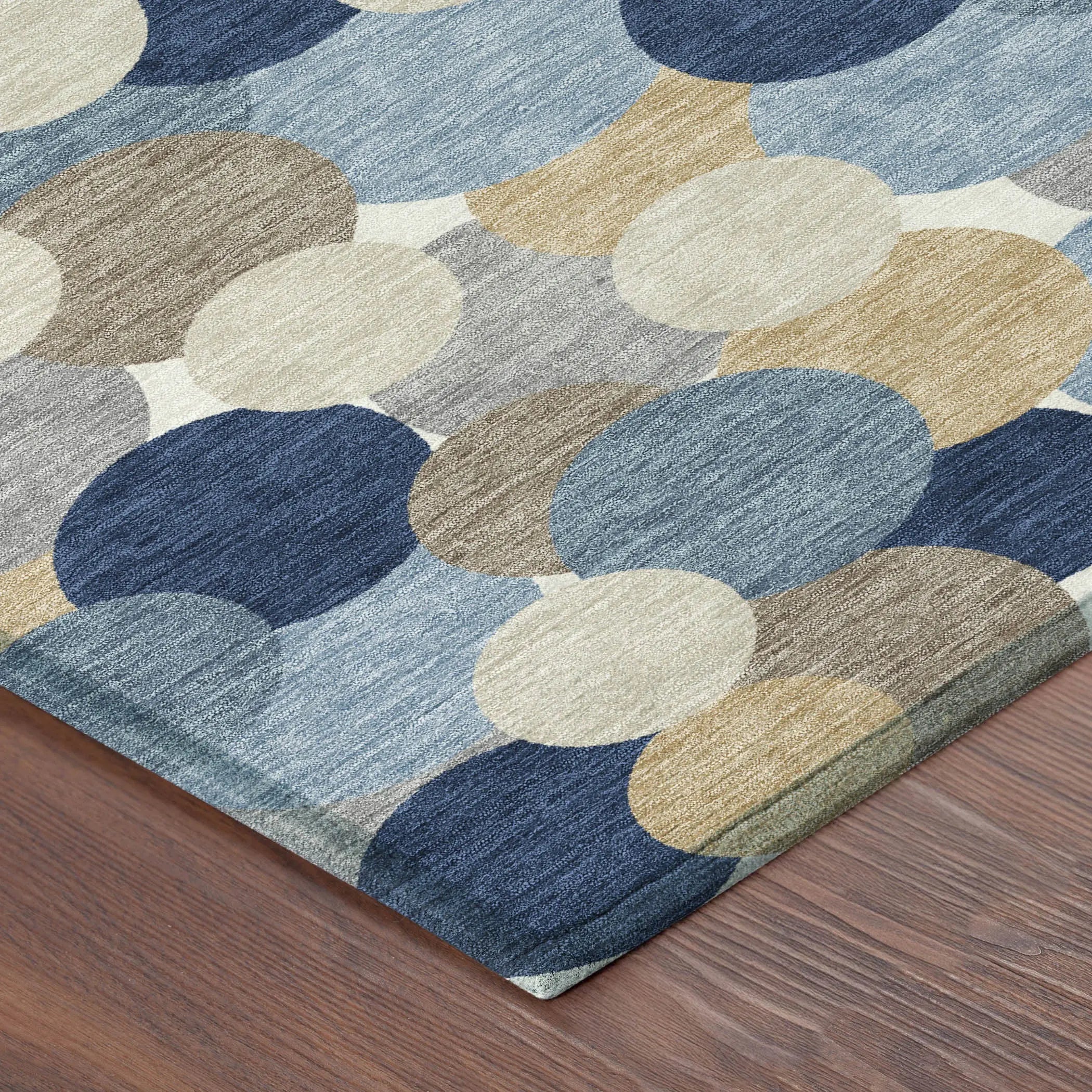 5' X 8' Blue And Navy Blue Geometric Washable Indoor Outdoor Area Rug Homeroots Outdoor