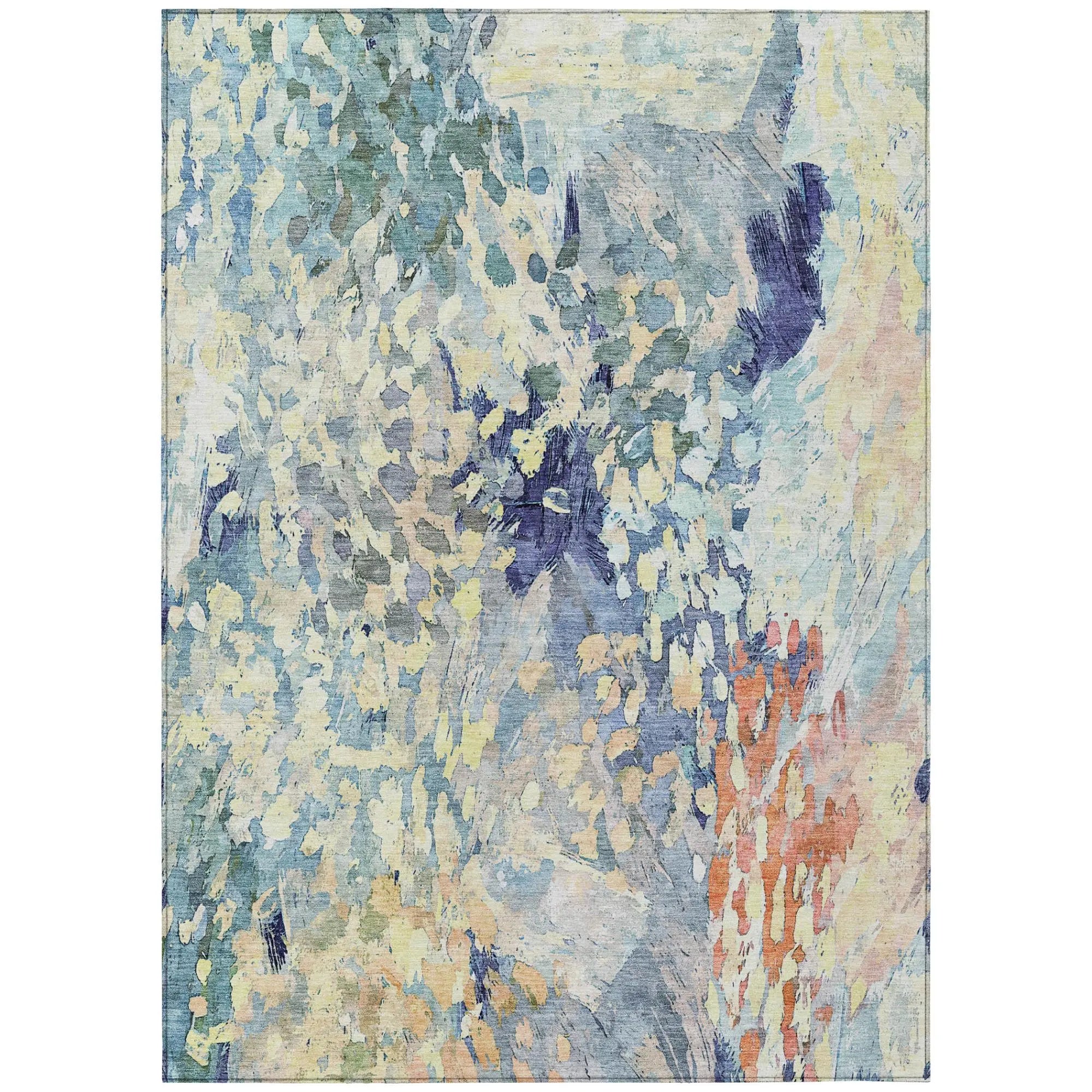 5' X 8' Blue And Pewter Abstract Washable Indoor Outdoor Area Rug Homeroots Outdoor