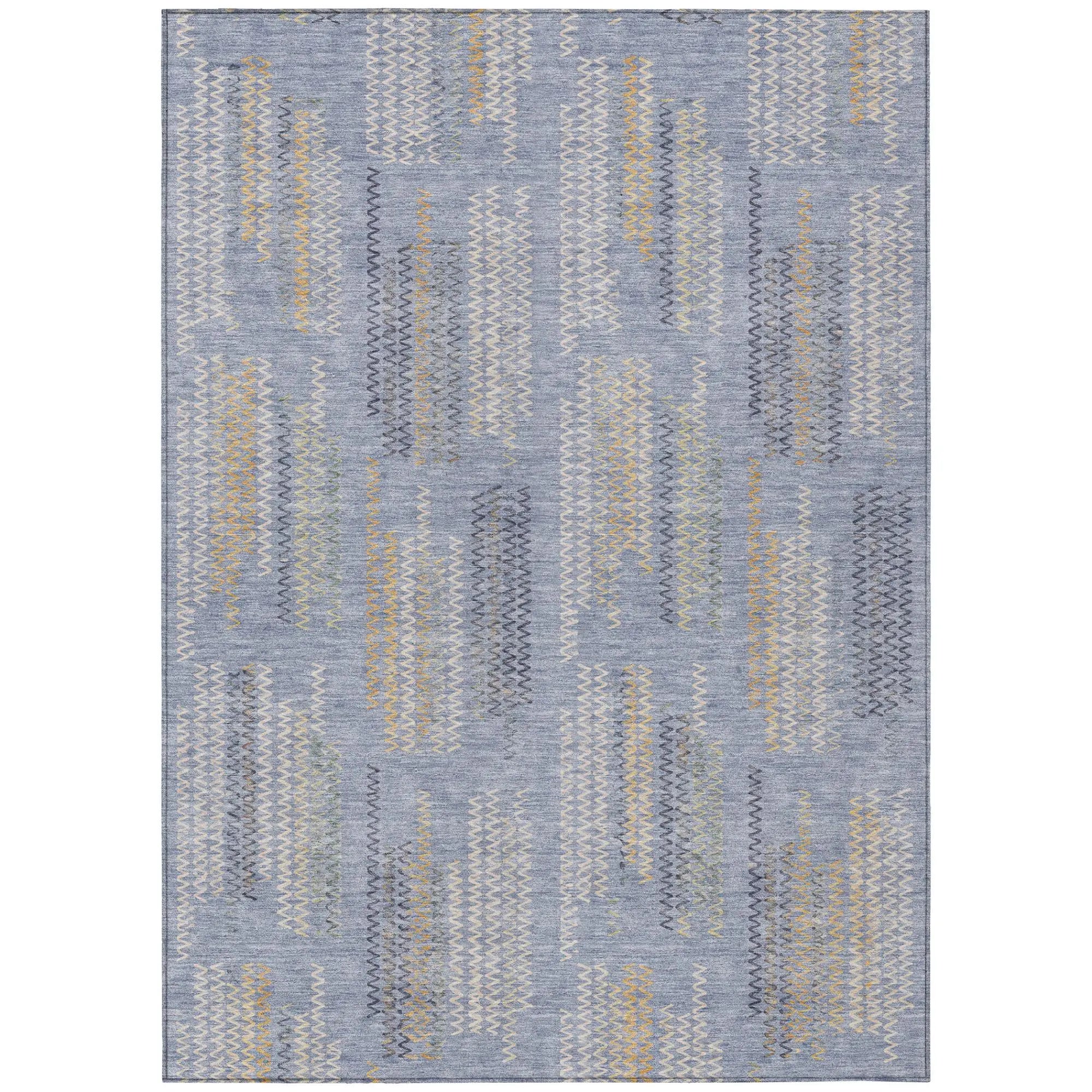 5' X 8' Blue And Silver Abstract Washable Indoor Outdoor Area Rug Homeroots Outdoor