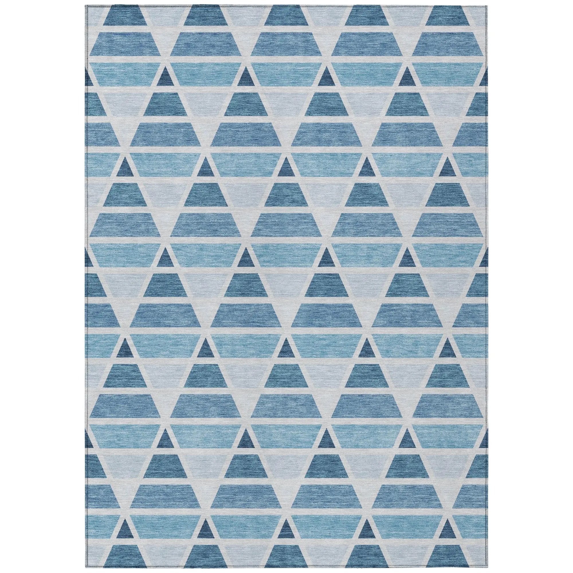 5' X 8' Blue And Silver Geometric Washable Indoor Outdoor Area Rug Homeroots Outdoor