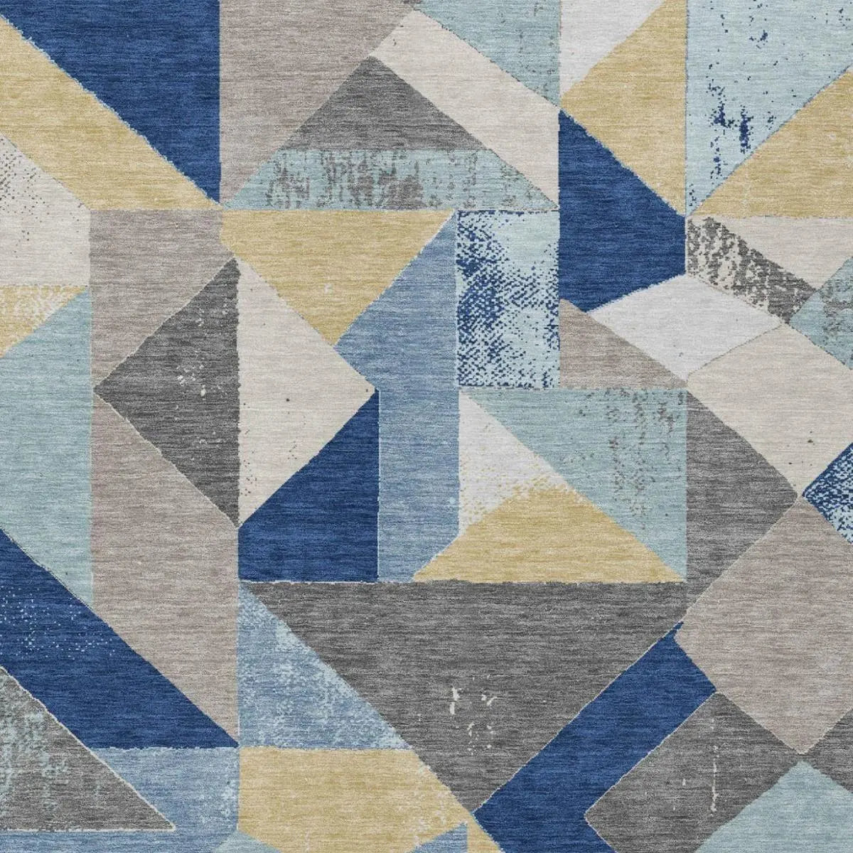 5' X 8' Blue And Silver Geometric Washable Indoor Outdoor Area Rug Homeroots Outdoor