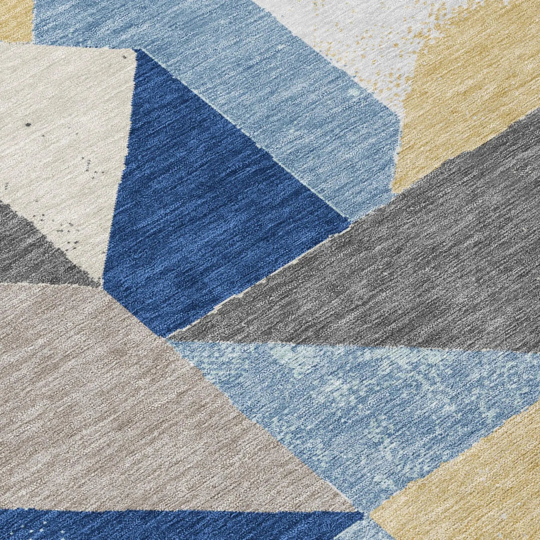 5' X 8' Blue And Silver Geometric Washable Indoor Outdoor Area Rug Homeroots Outdoor