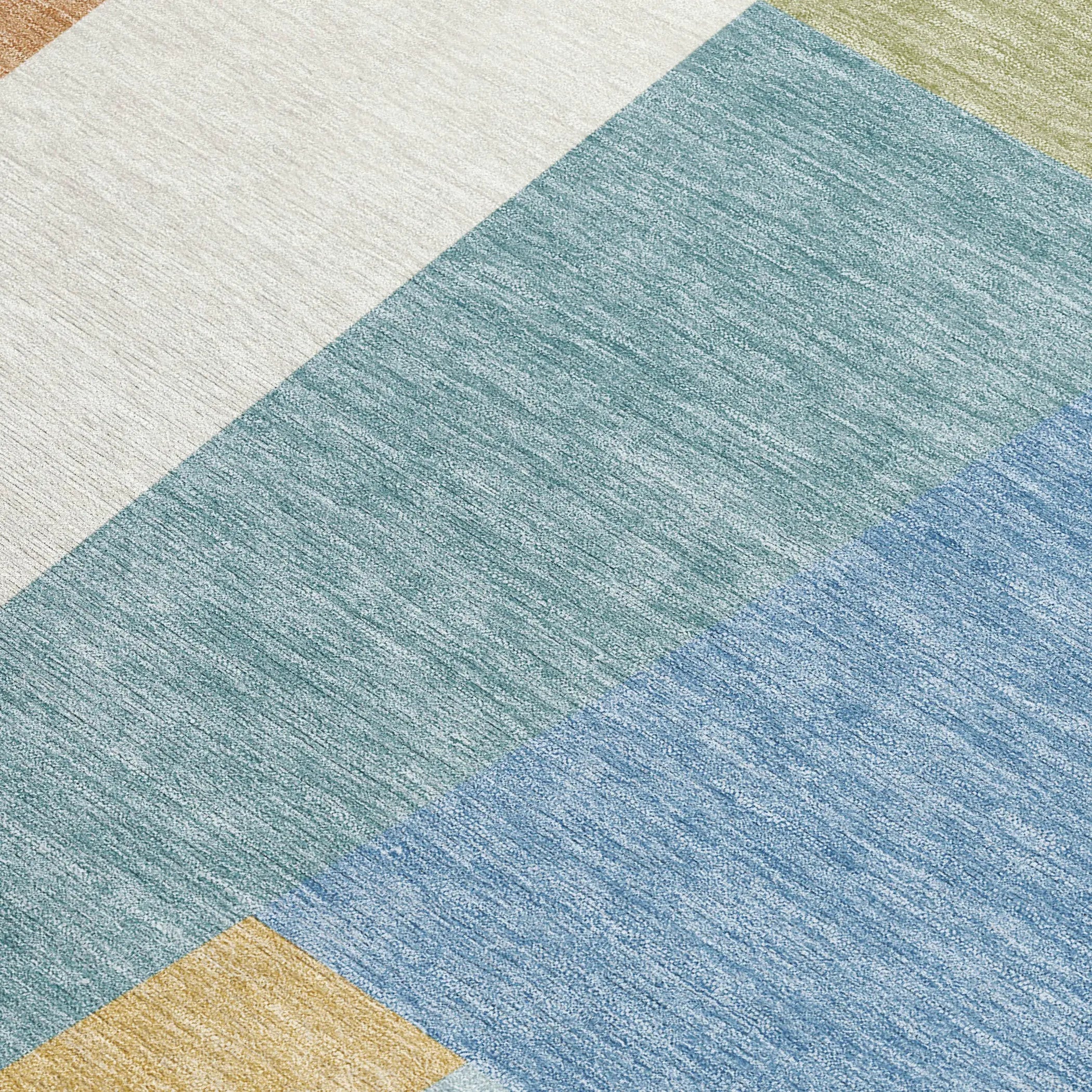 5' X 8' Blue And Teal Blue Geometric Washable Indoor Outdoor Area Rug Homeroots Outdoor