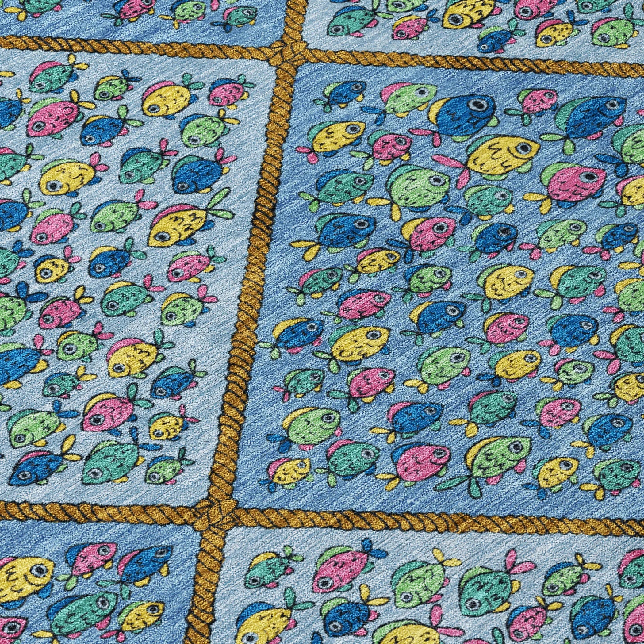 5' X 8' Blue And Yellow Abstract Washable Indoor Outdoor Area Rug Homeroots Outdoor