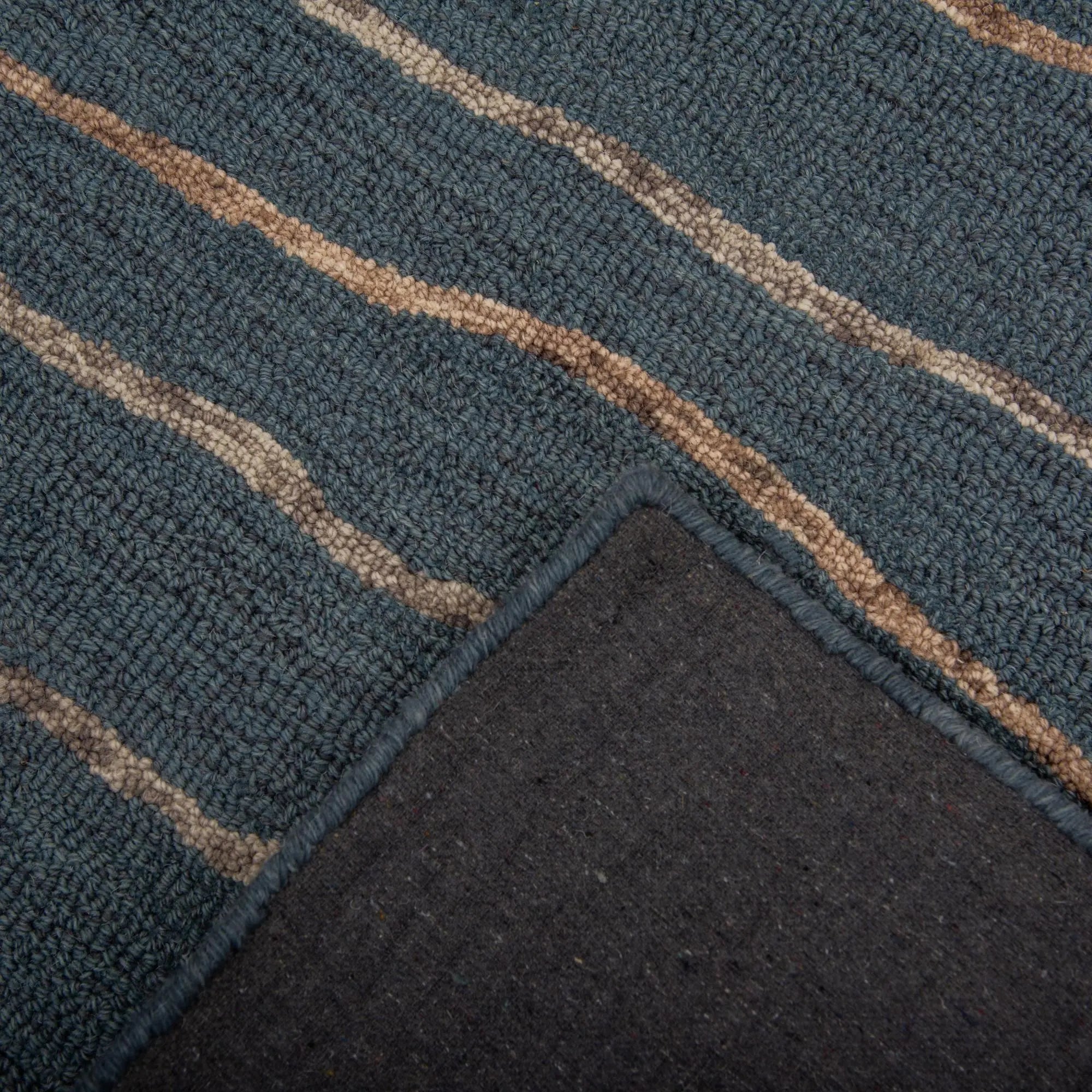 5' X 8' Blue Brown And Ivory Wool Striped Hand Tufted Area Rug Homeroots Home Decor
