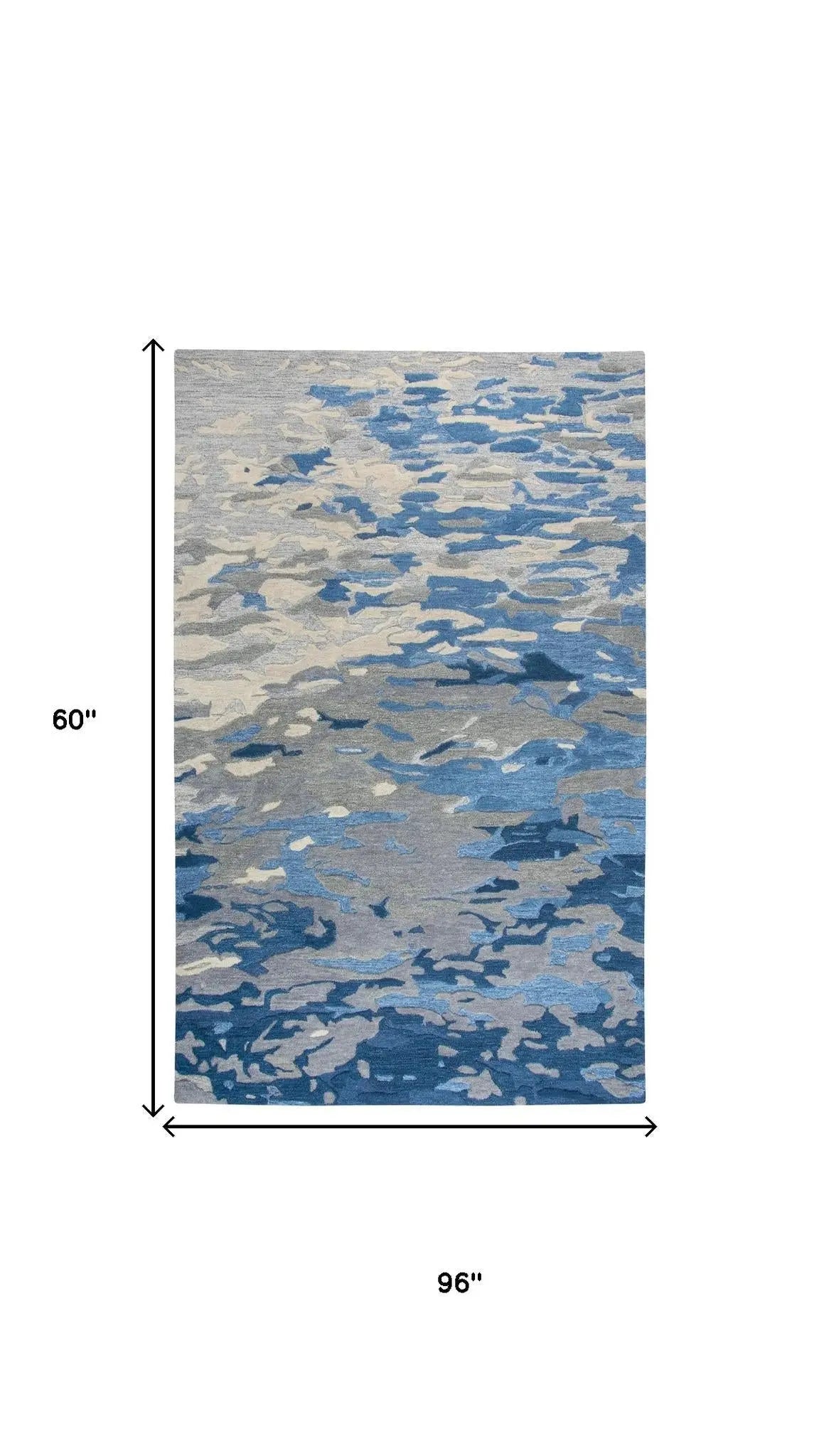 5' X 8' Blue Dark Blue And Gray Wool Abstract Hand Tufted Area Rug Homeroots Home Decor