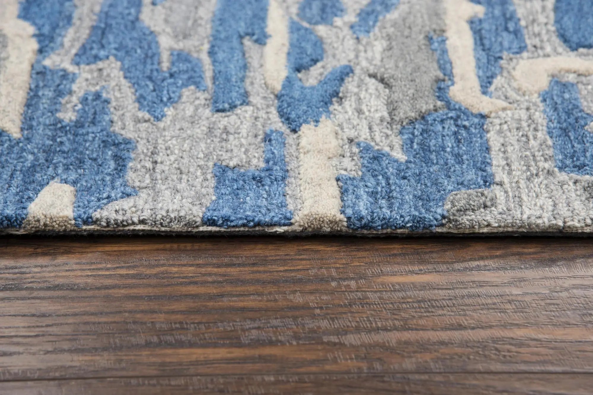 5' X 8' Blue Dark Blue And Gray Wool Abstract Hand Tufted Area Rug Homeroots Home Decor