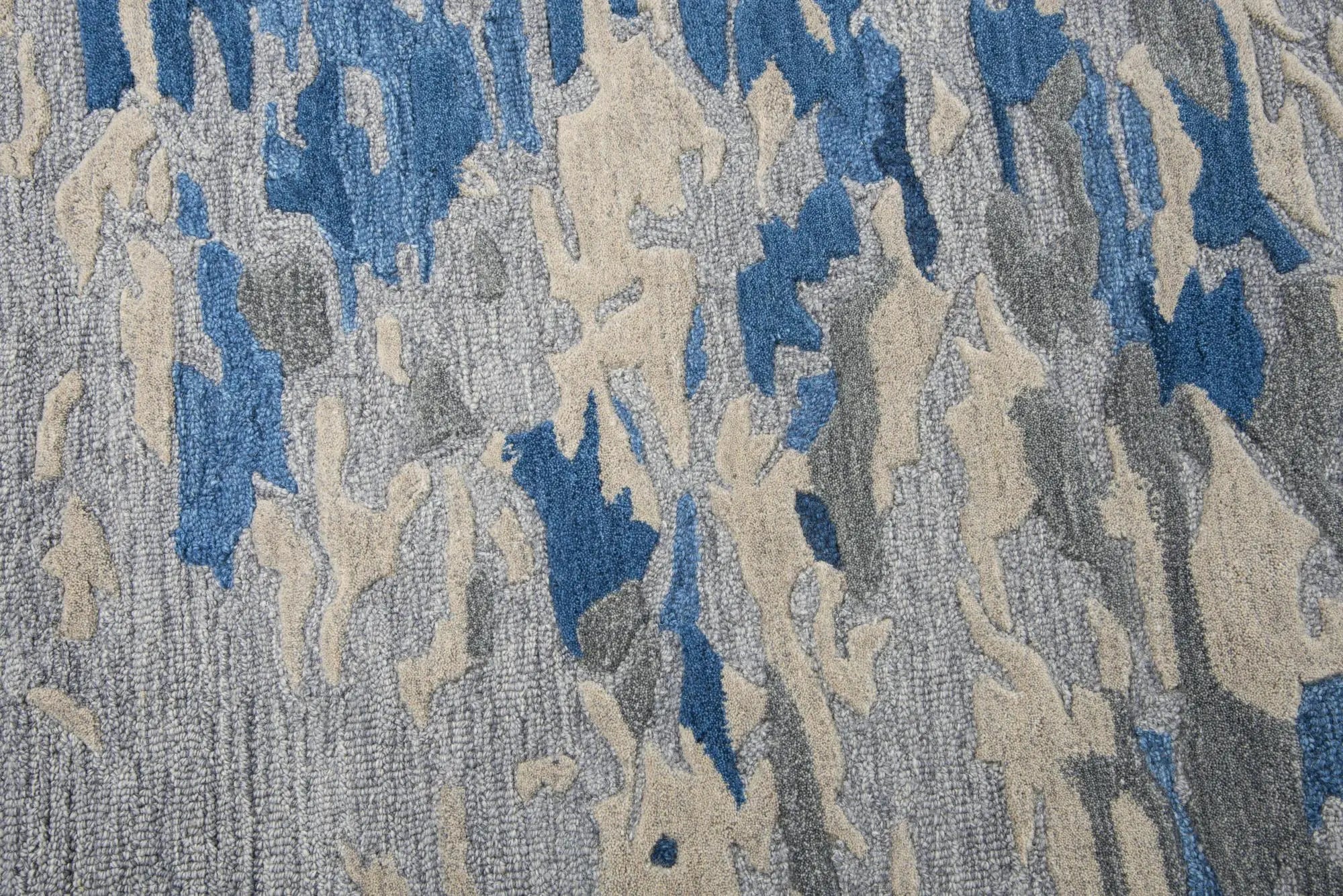 5' X 8' Blue Dark Blue And Gray Wool Abstract Hand Tufted Area Rug Homeroots Home Decor