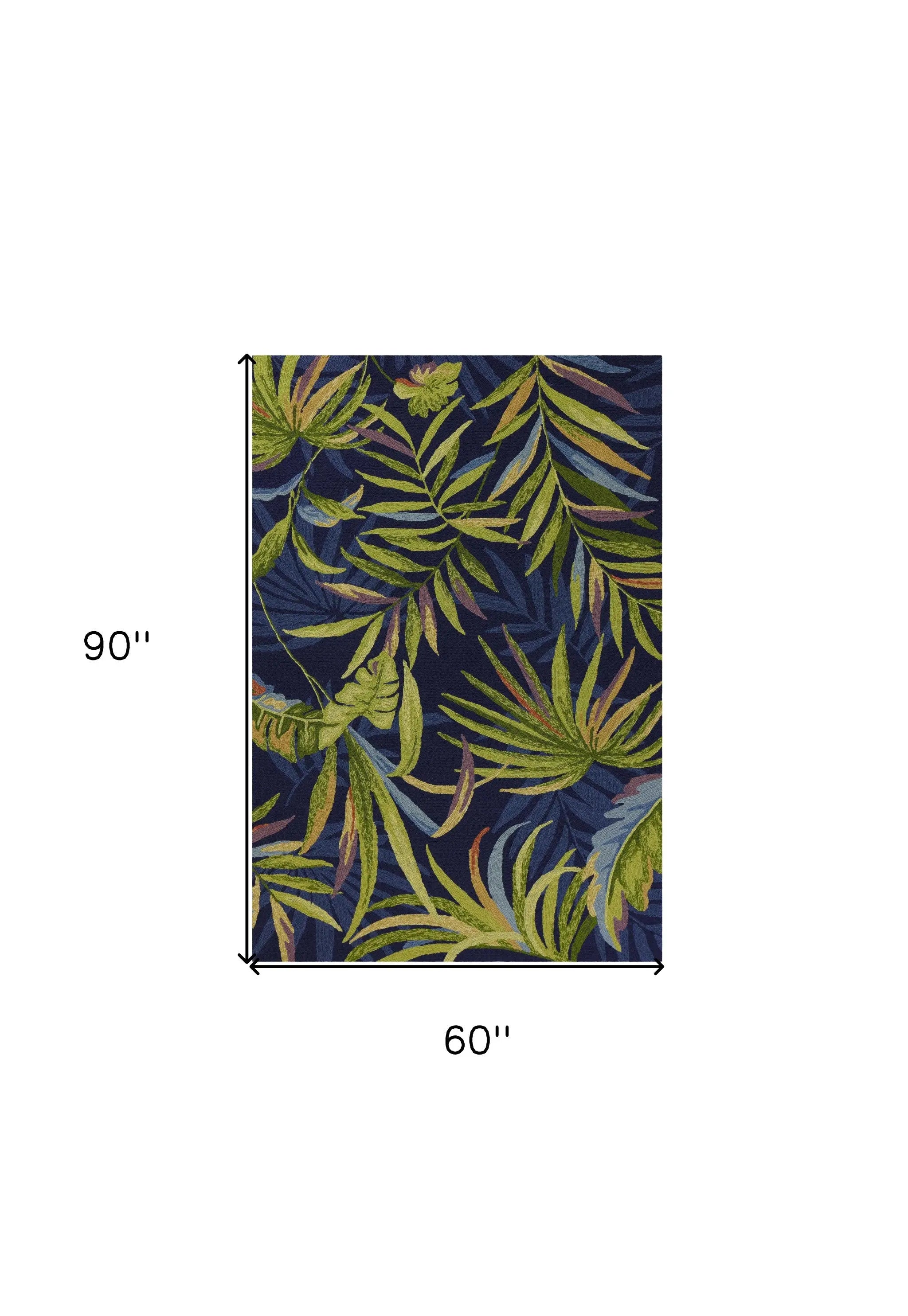 5' X 8' Blue Floral Indoor Outdoor Area Rug Homeroots Outdoor