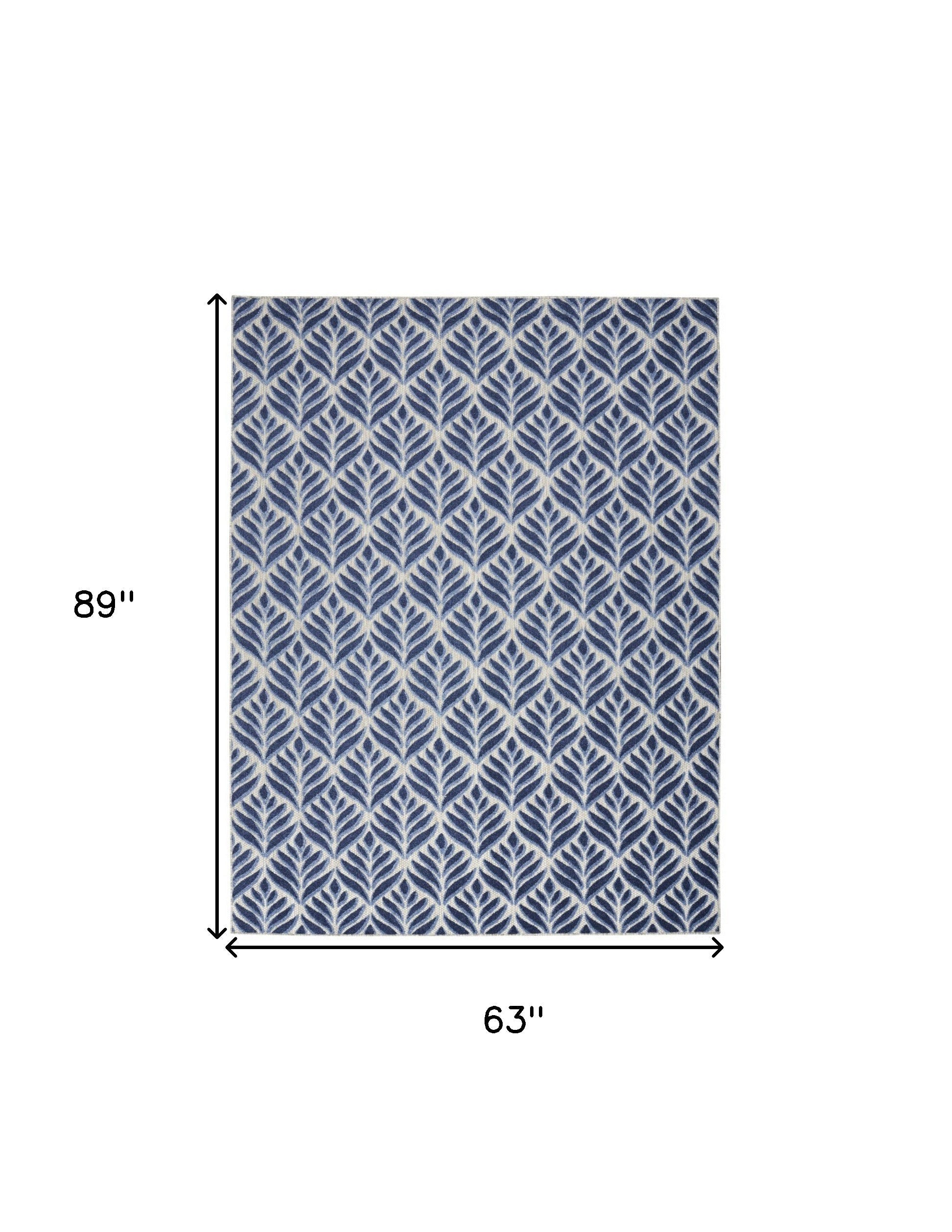 5' X 8' Blue Floral Stain Resistant Non Skid Area Rug Homeroots Outdoor
