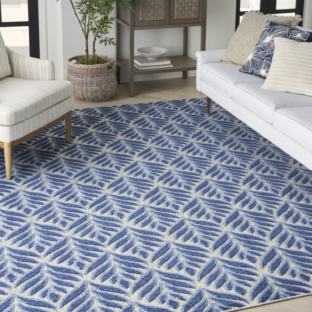 5' X 8' Blue Floral Stain Resistant Non Skid Area Rug Homeroots Outdoor