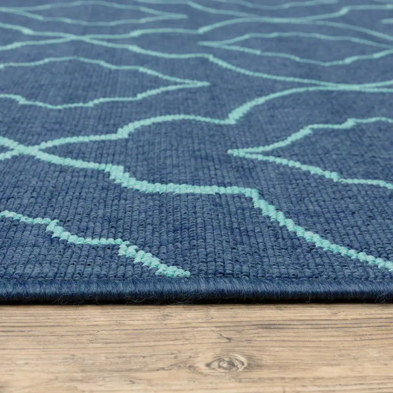 5' X 8' Blue Geometric Stain Resistant Indoor Outdoor Area Rug Homeroots Outdoor