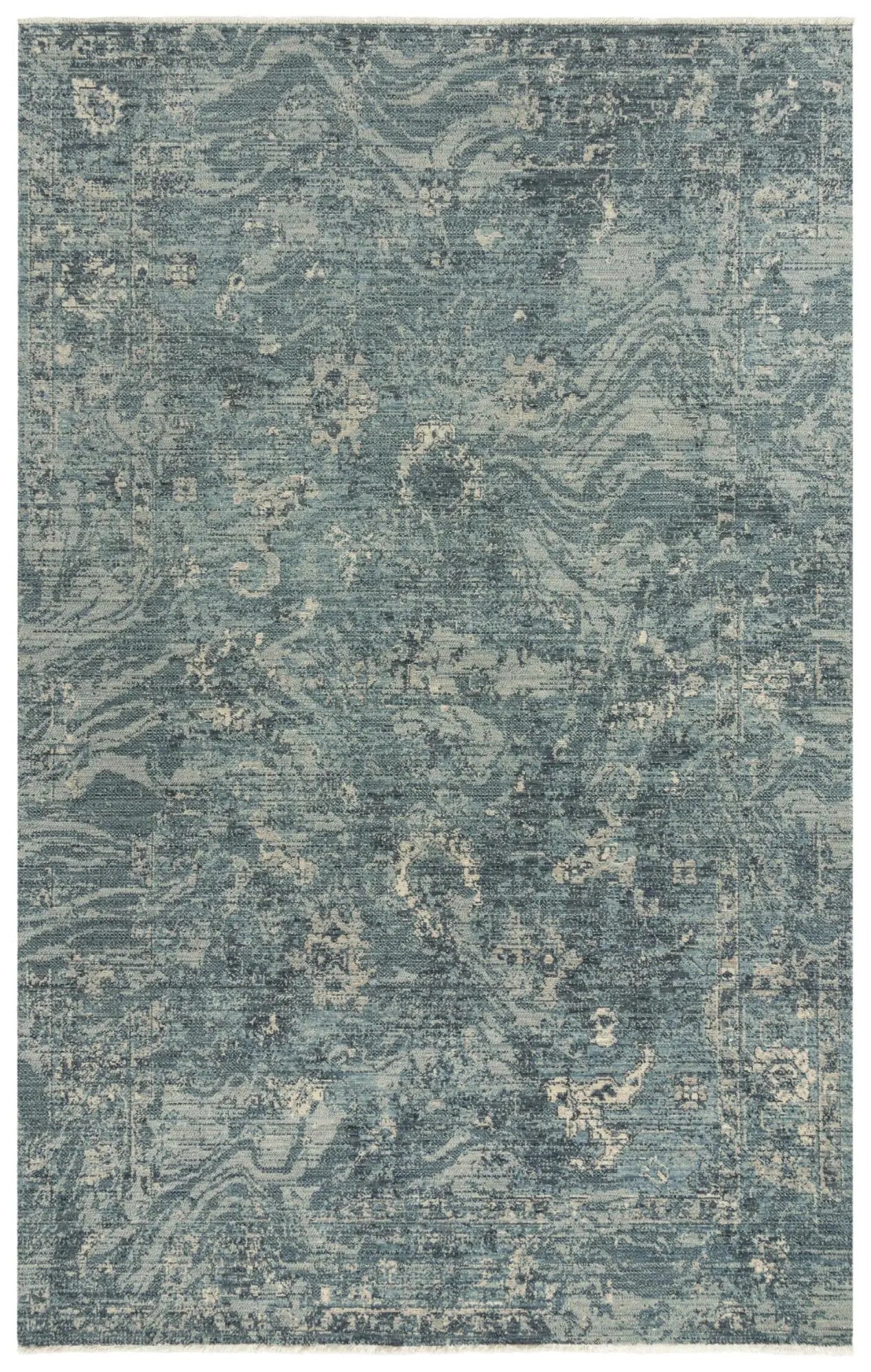 5' X 8' Blue Gray And Ivory Wool Abstract Hand Carved Handmade Area Rug Homeroots Home Decor