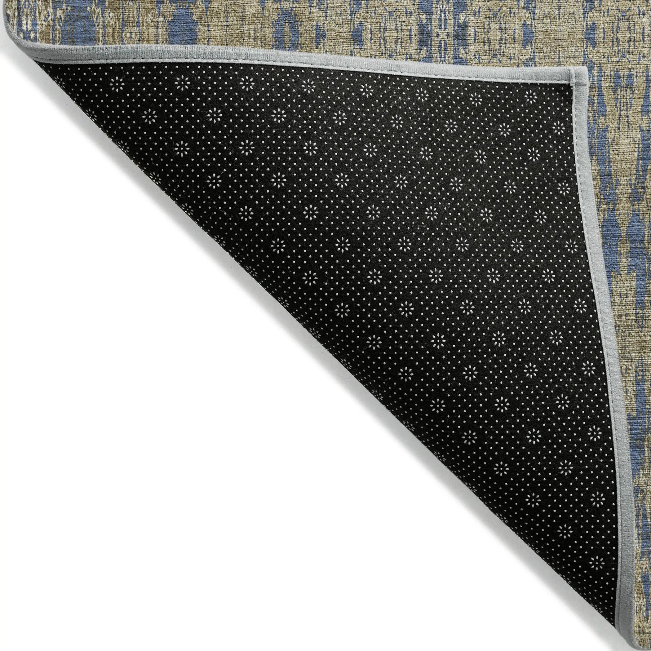 5' X 8' Blue Taupe And Beige Moroccan Washable Indoor Outdoor Area Rug - GreatEagleInc