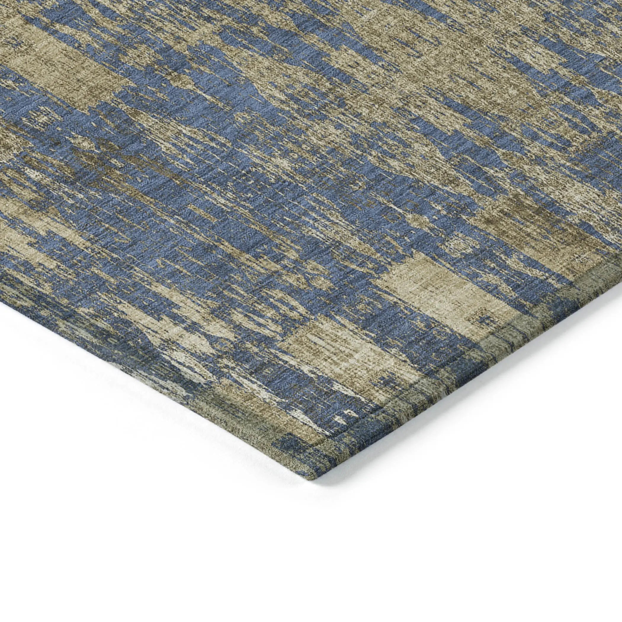 5' X 8' Blue Taupe And Beige Moroccan Washable Indoor Outdoor Area Rug - GreatEagleInc
