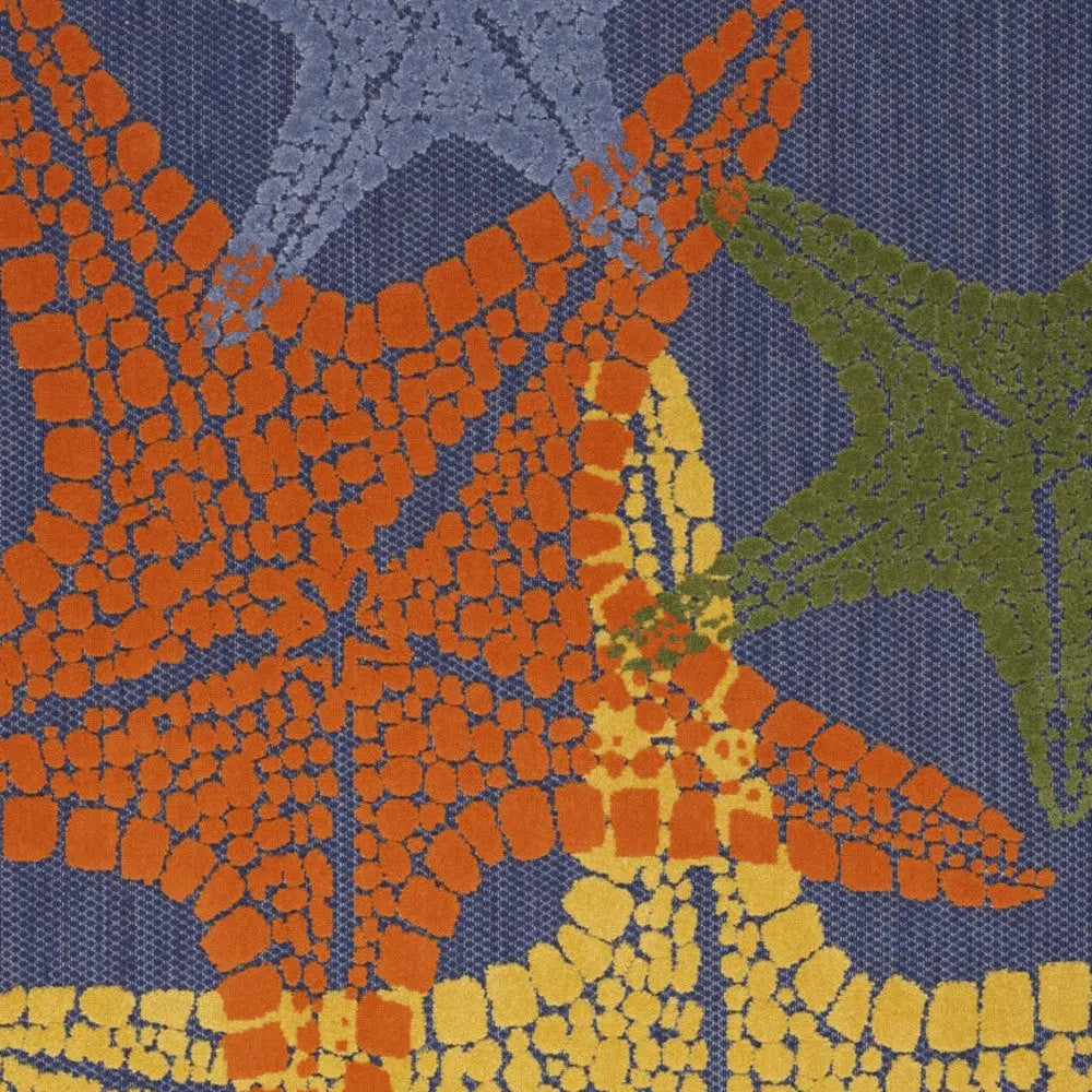 5' X 8' Blue Yellow And Orange Starfish Indoor Outdoor Area Rug Homeroots Outdoor