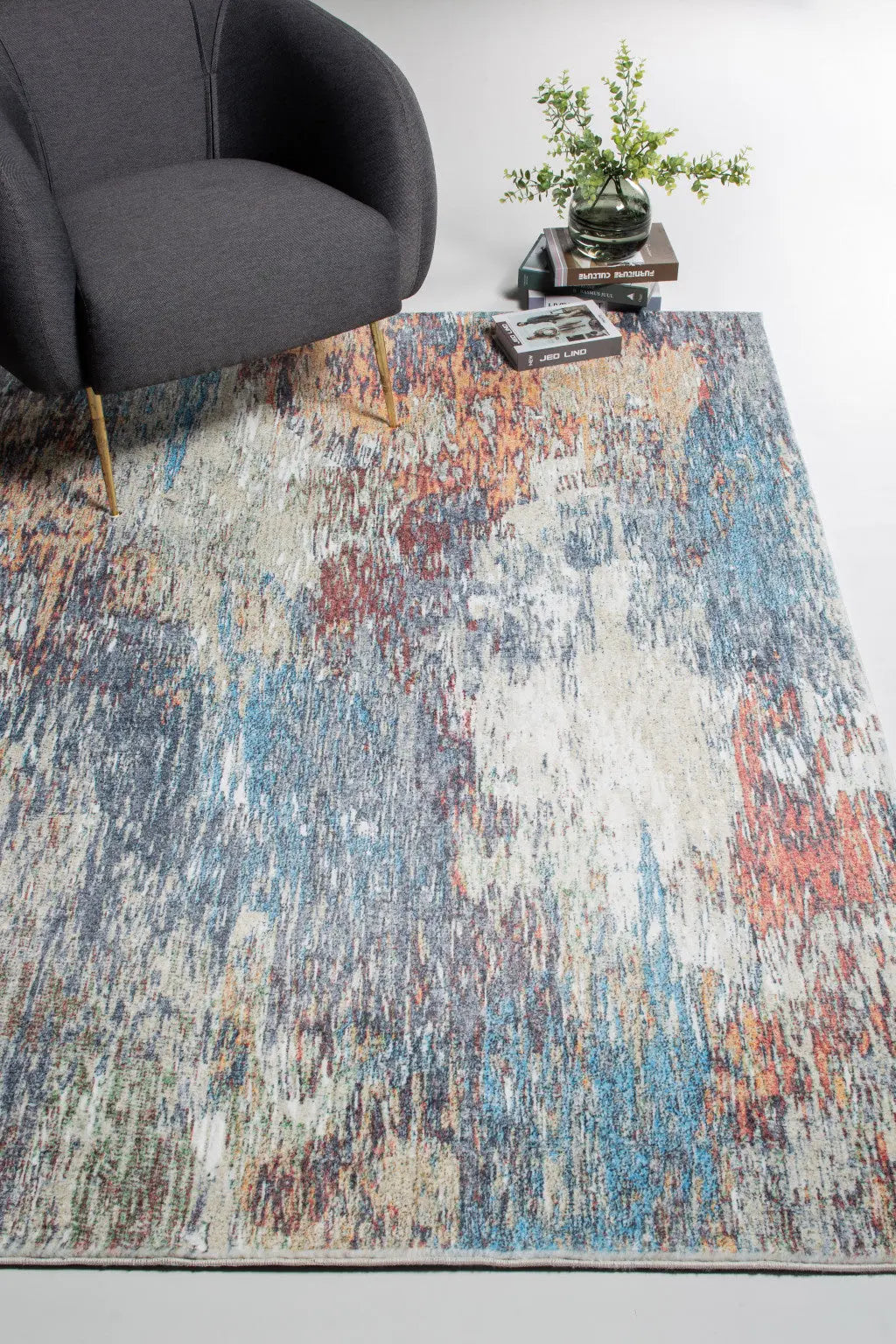 5' X 8' Blue and Beige Abstract Area Rug Homeroots Home Decor