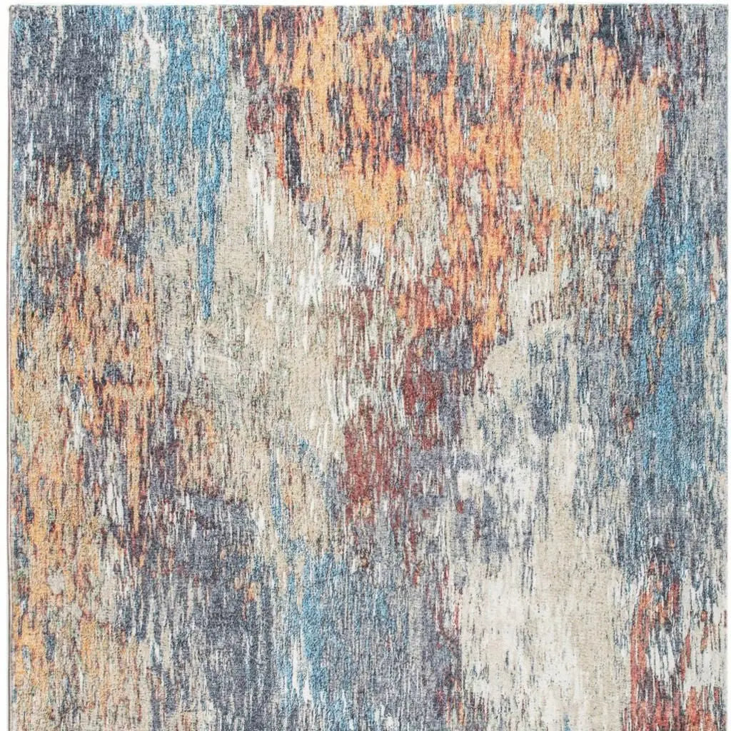 5' X 8' Blue and Beige Abstract Area Rug Homeroots Home Decor