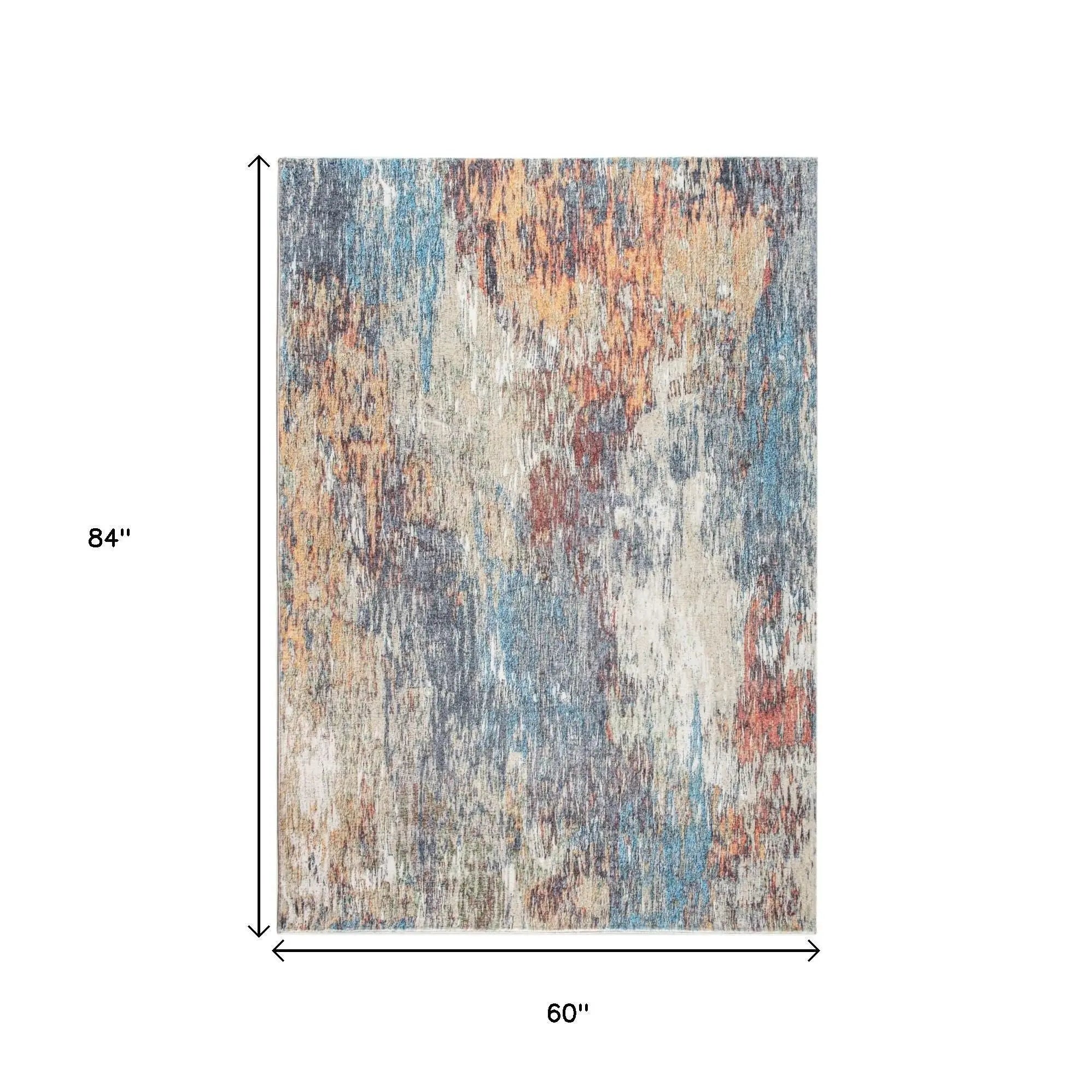 5' X 8' Blue and Beige Abstract Area Rug Homeroots Home Decor
