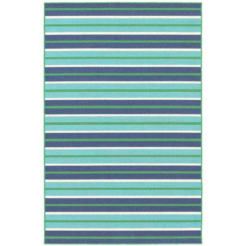 5' X 8' Blue and Green Geometric Stain Resistant Indoor Outdoor Area Rug Homeroots Outdoor
