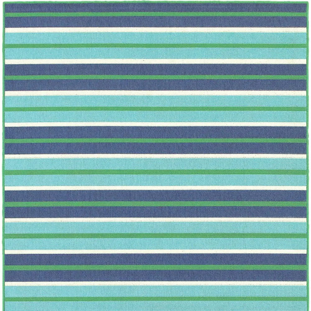 5' X 8' Blue and Green Geometric Stain Resistant Indoor Outdoor Area Rug Homeroots Outdoor