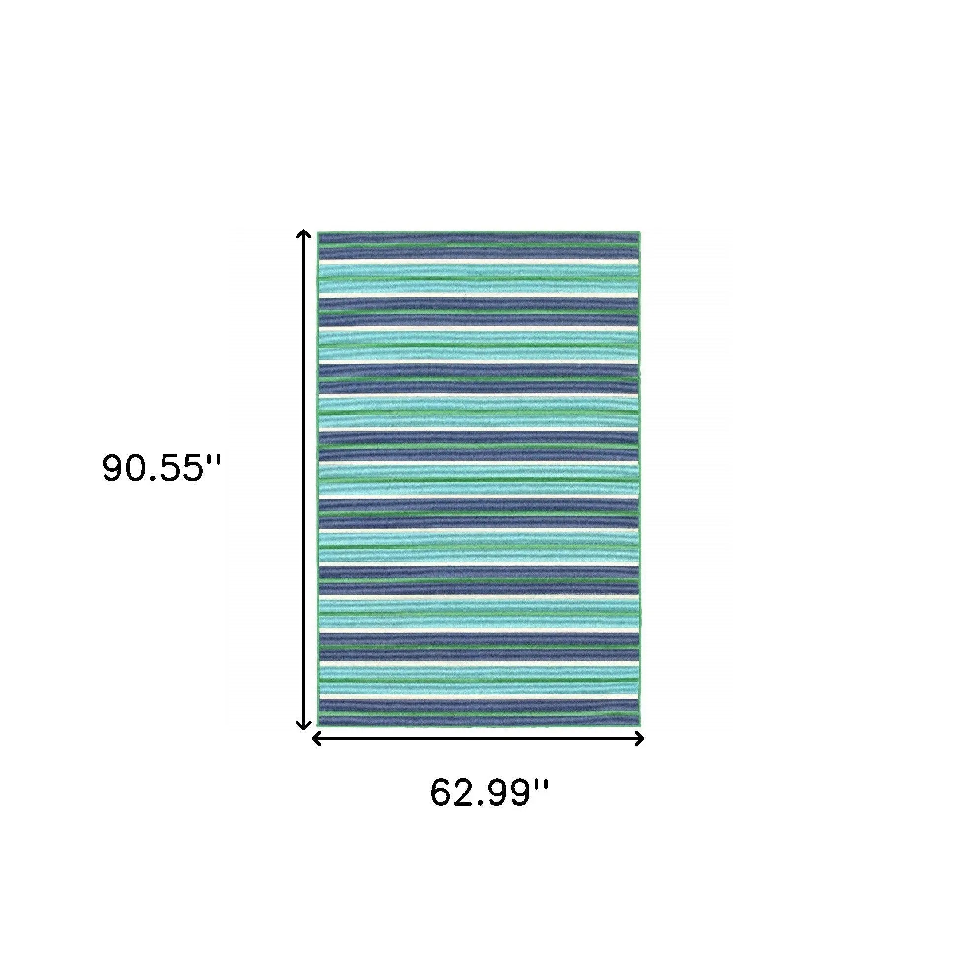 5' X 8' Blue and Green Geometric Stain Resistant Indoor Outdoor Area Rug Homeroots Outdoor