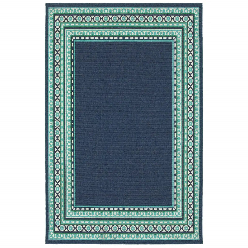 5' X 8' Blue and Green Indoor Outdoor Area Rug Homeroots Outdoor