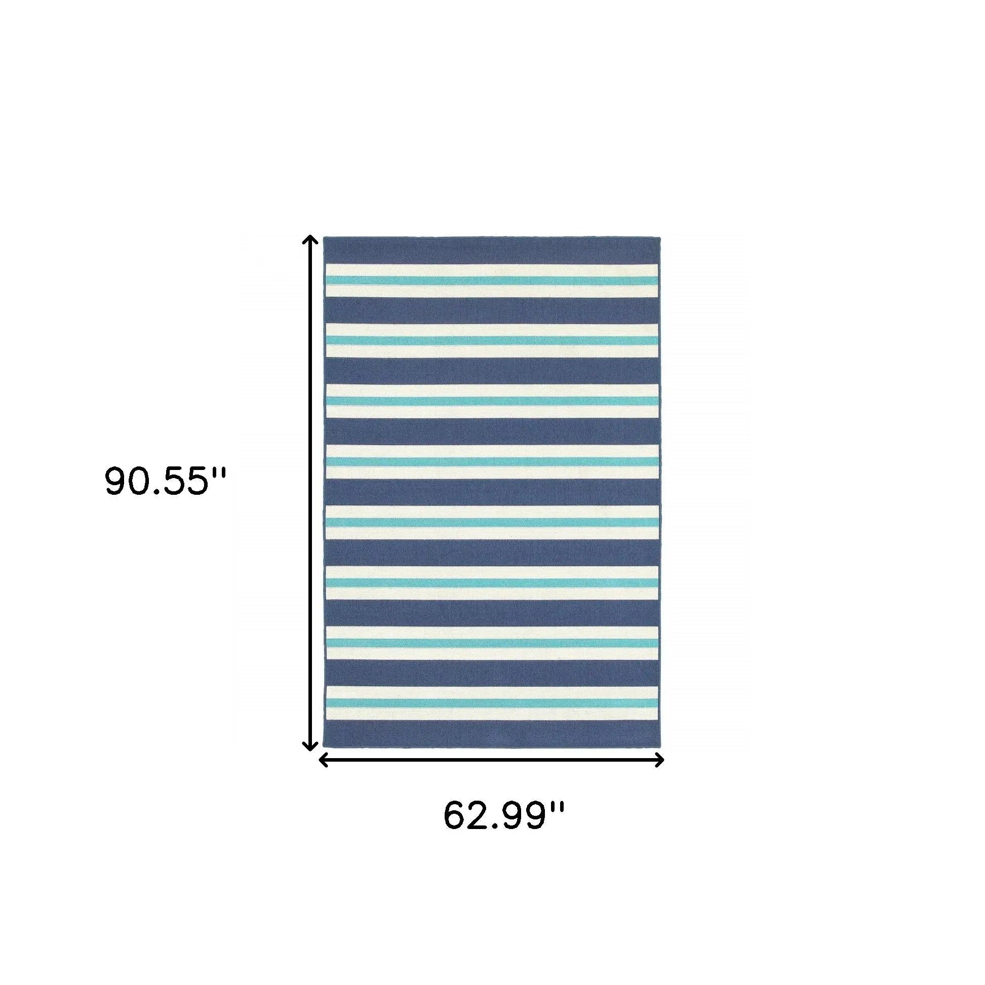 5' X 8' Blue and Ivory Geometric Stain Resistant Indoor Outdoor Area Rug Homeroots Outdoor