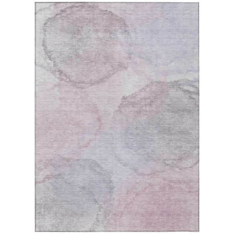5' X 8' Blush And Gray Abstract Washable Indoor Outdoor Area Rug Homeroots Outdoor