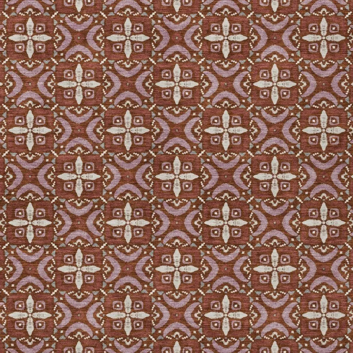 5' X 8' Brick Red And Red Geometric Washable Indoor Outdoor Area Rug Homeroots Outdoor