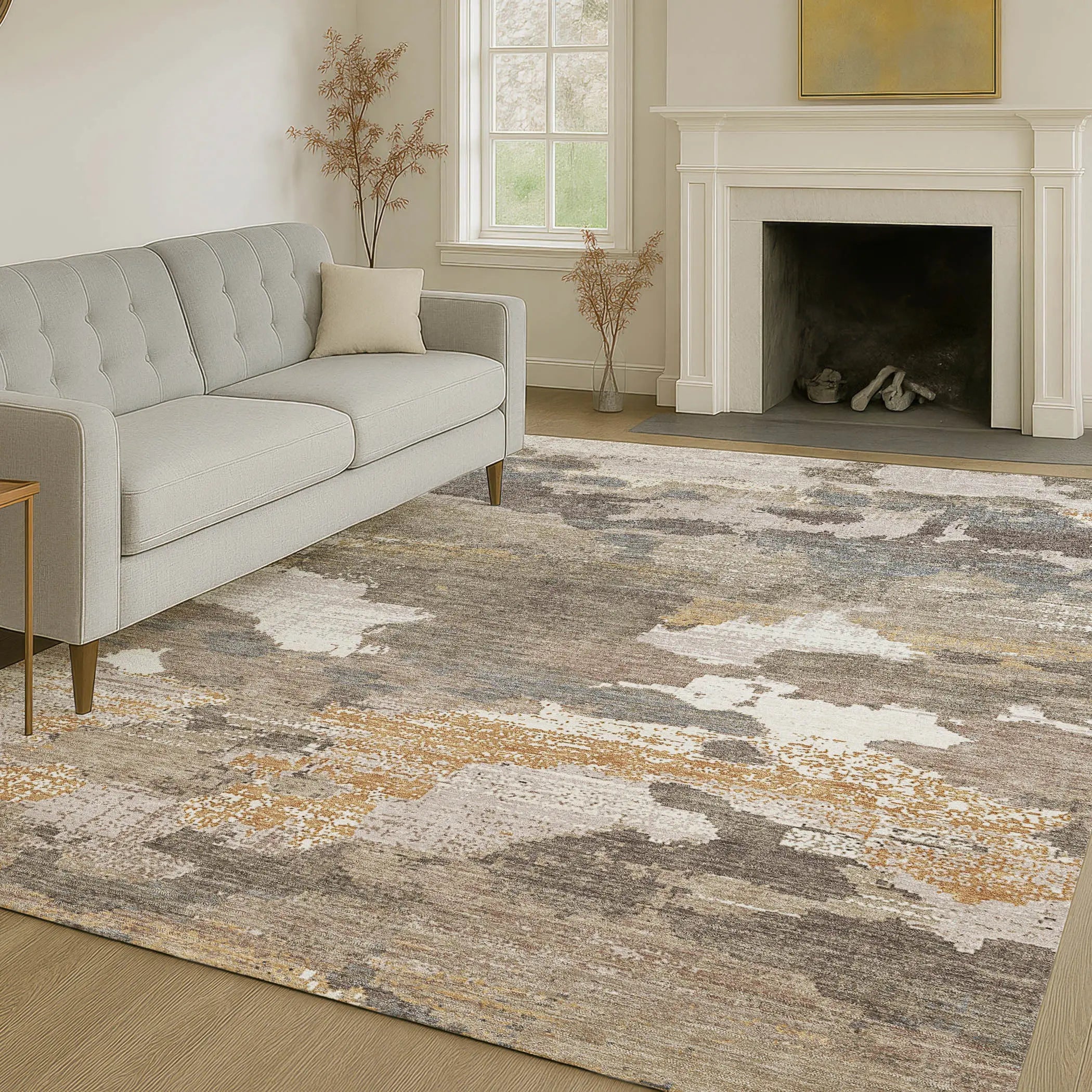 5' X 8' Brown And Beige Abstract Washable Indoor Outdoor Area Rug Homeroots Outdoor