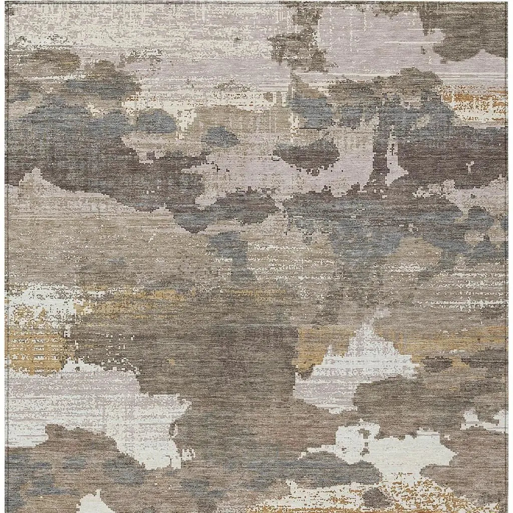 5' X 8' Brown And Beige Abstract Washable Indoor Outdoor Area Rug Homeroots Outdoor