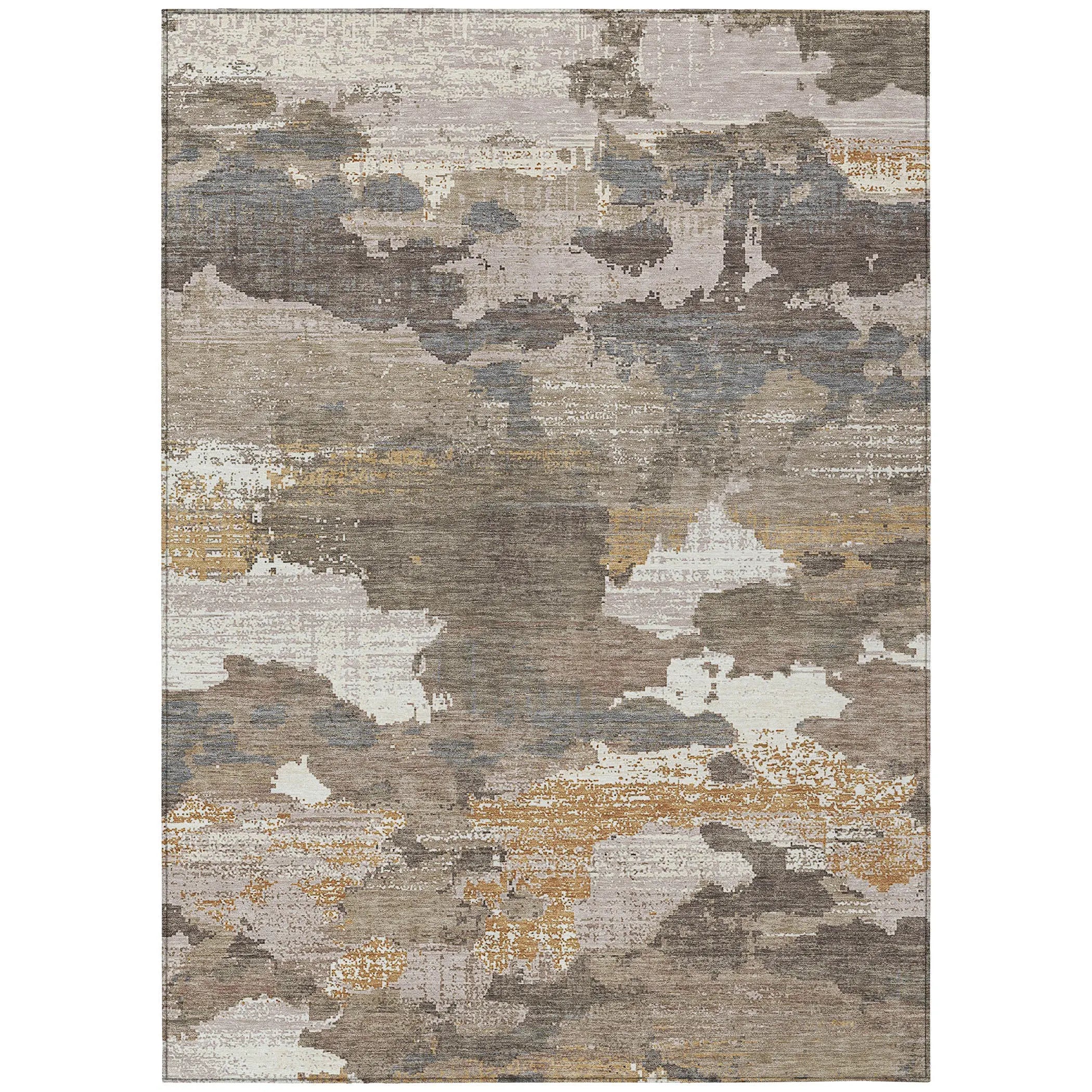 5' X 8' Brown And Beige Abstract Washable Indoor Outdoor Area Rug Homeroots Outdoor