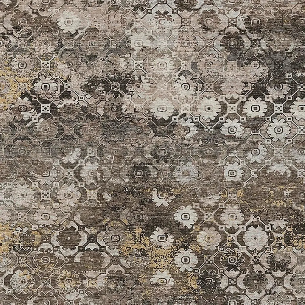 5' X 8' Brown And Beige Abstract Washable Indoor Outdoor Area Rug Homeroots Outdoor