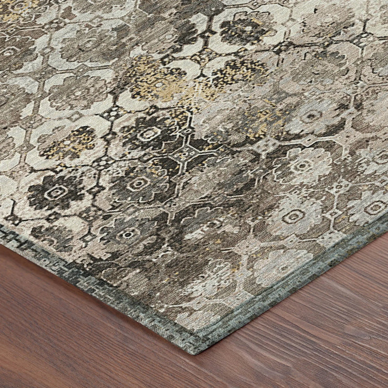 5' X 8' Brown And Beige Abstract Washable Indoor Outdoor Area Rug Homeroots Outdoor