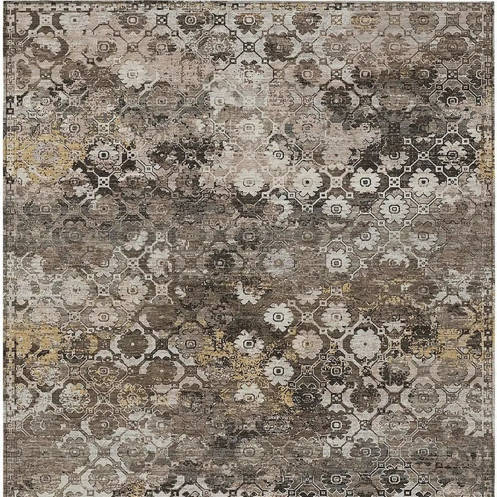 5' X 8' Brown And Beige Abstract Washable Indoor Outdoor Area Rug Homeroots Outdoor
