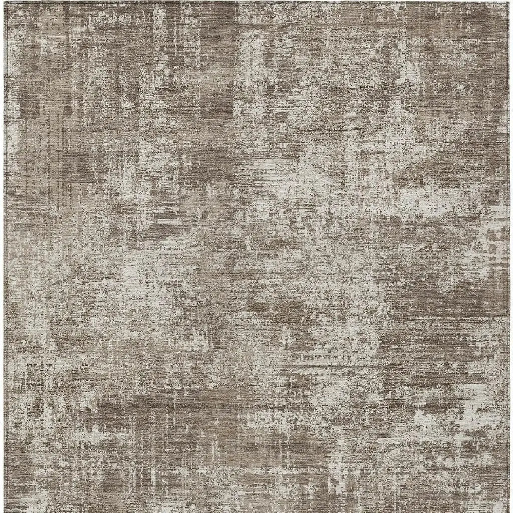 5' X 8' Brown And Beige Abstract Washable Indoor Outdoor Area Rug Homeroots Outdoor