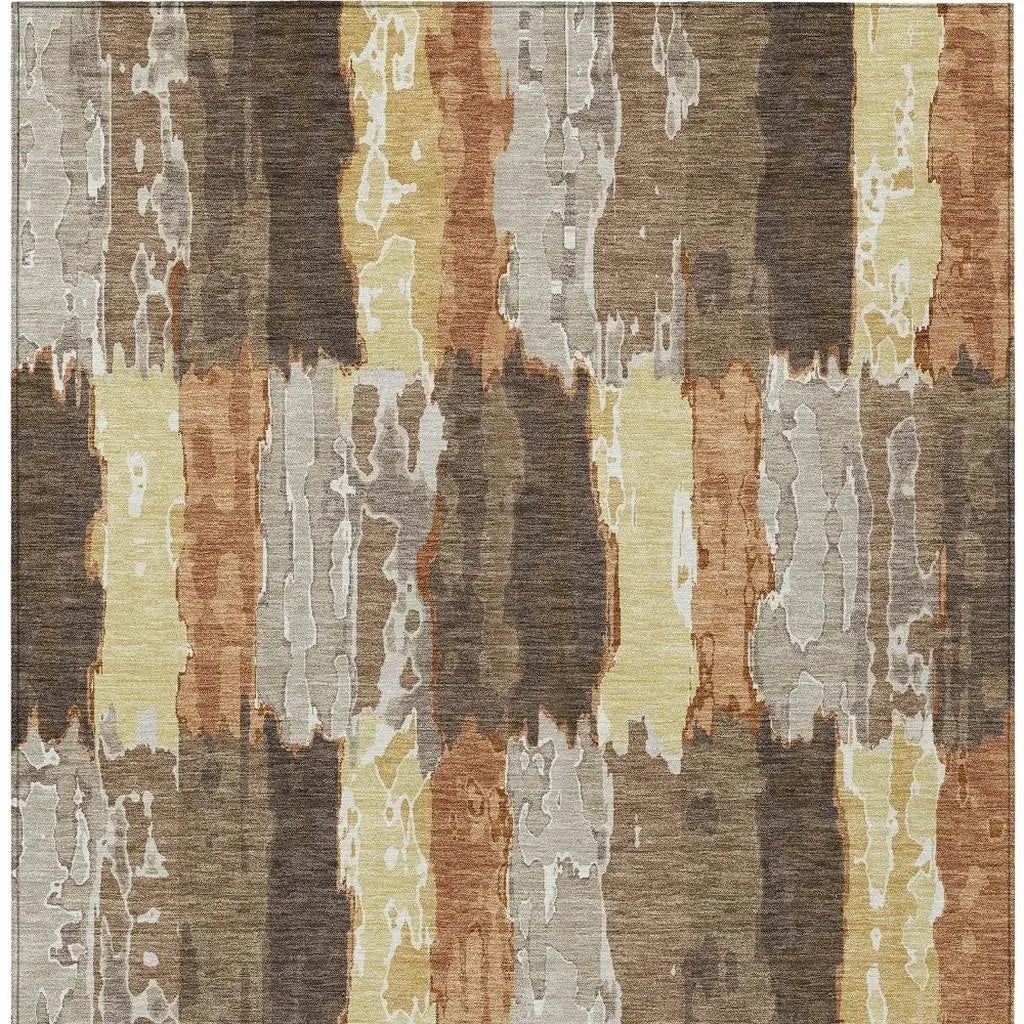 5' X 8' Brown And Beige Abstract Washable Indoor Outdoor Area Rug Homeroots Outdoor